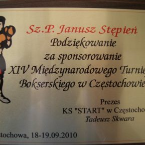 Sponsoring XIV turnieju bokserskiego w Częstochowie
